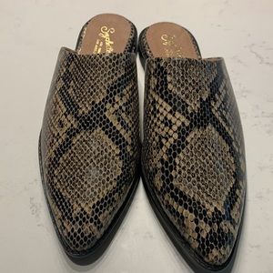 Seychelles Women’s Mules in Precious Elegant Black Beige Pattern Size 8